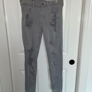 American Eagle Ripped Jegging Gray Size 10